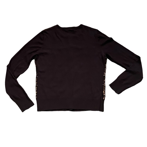 Ann Taylor emblished holiday cardigan in black and beige with lace overl… - Picture 5 of 9